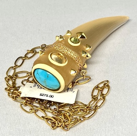 BN127 Alexis Bittar gold lucite claw pendant